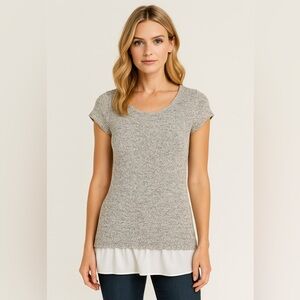Kenneth Cole XS Gray Tweed Knit Top